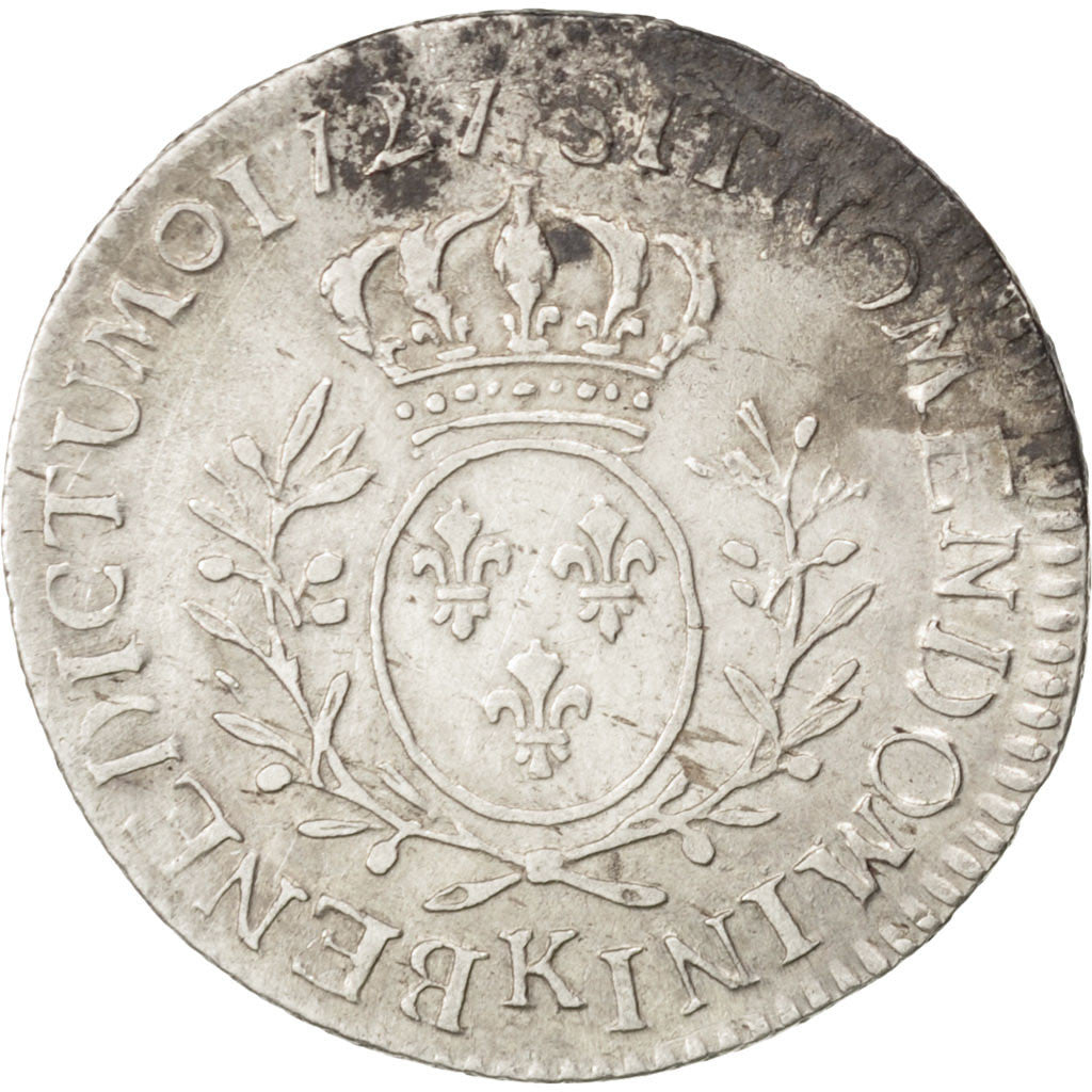 Coin, France, Louis XV, 1/5 Écu aux branches d'olivier, 24 Sols, 1/5 ECU, 1727