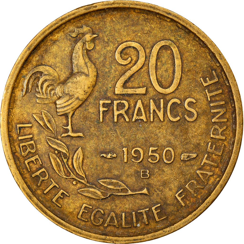 Moneta, Francja, Guiraud, 20 Francs, 1950, Beaumont - Le Roger, EF(40-45)