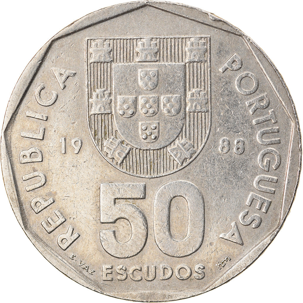 Münze, Portugal, 50 Escudos, 1988, SS, Copper-nickel, KM:636