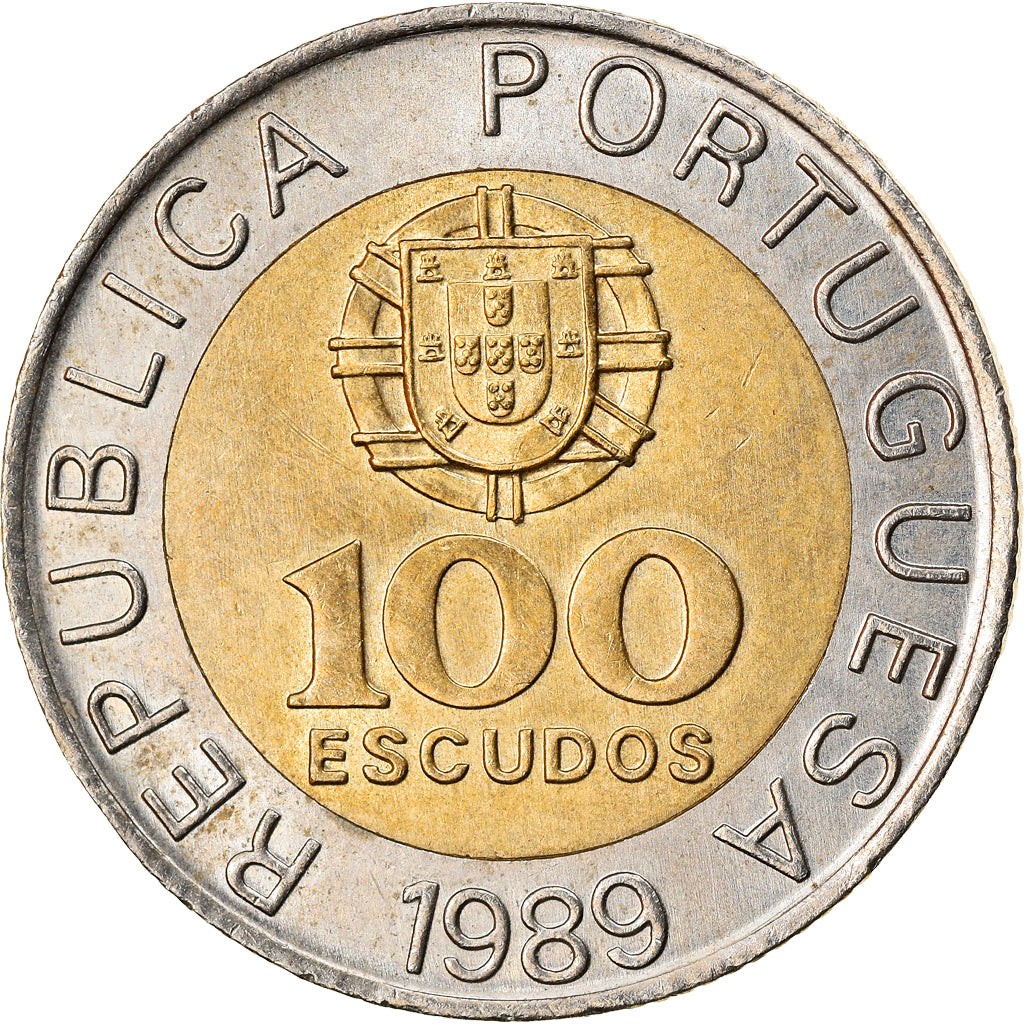 Portogallo, 100 Escudos, 1989, Bi-metallico, SPL-