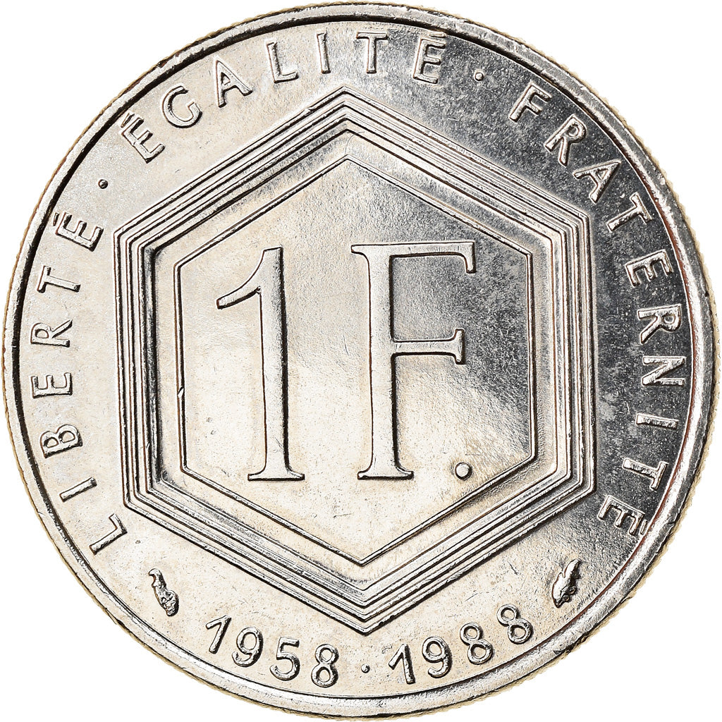 Munten, Frankrijk, Charles de Gaulle, Franc, 1988, Paris, PR+, Nickel, KM:963