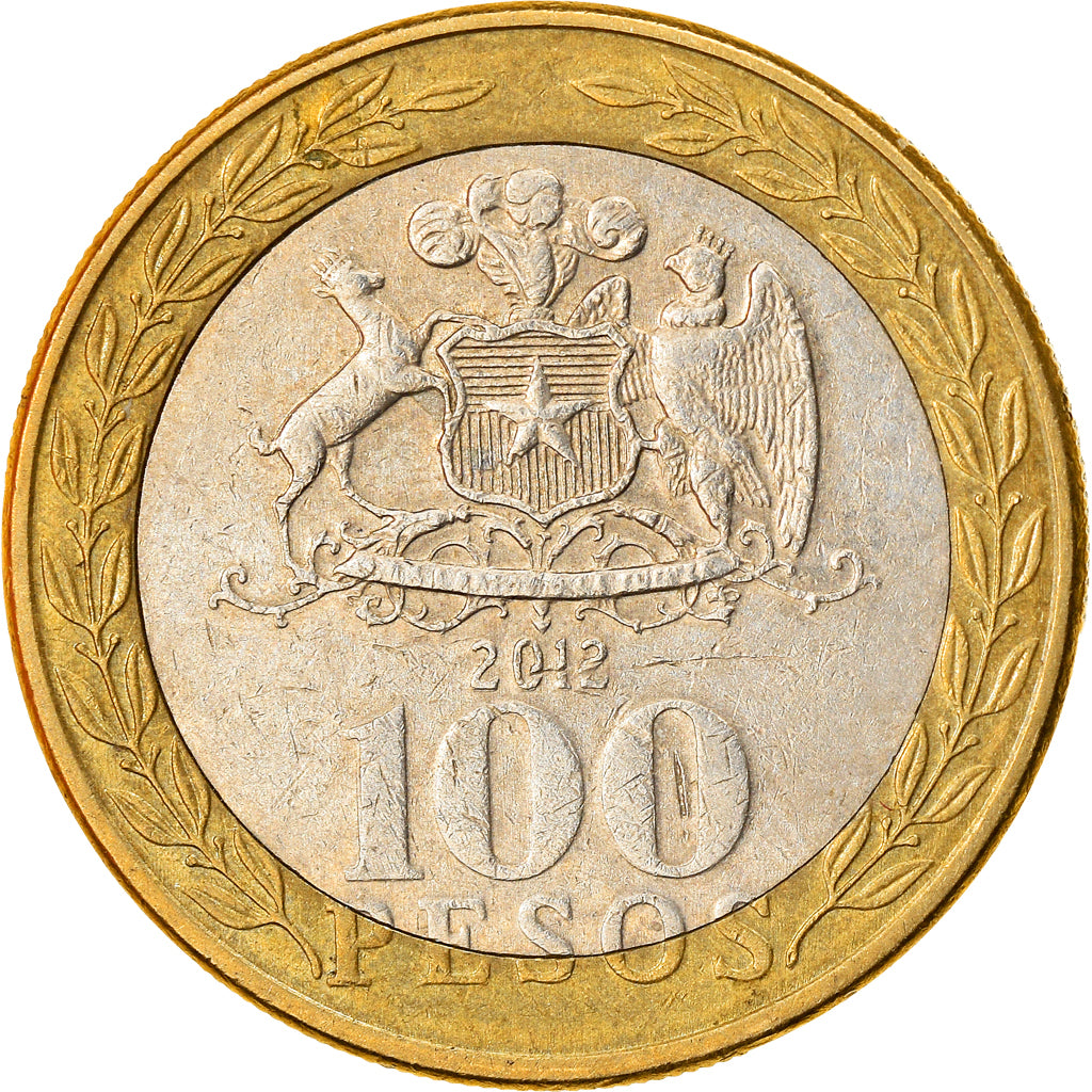 Coin, Chile, 100 Pesos, 2012, Santiago, EF(40-45), Bi-Metallic, KM:236