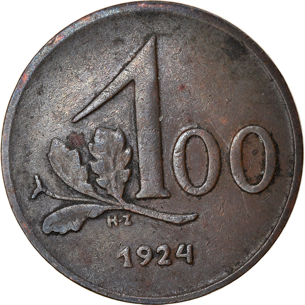 Munten, Oostenrijk, 100 Kronen, 1924, ZF, Bronze, KM:2832