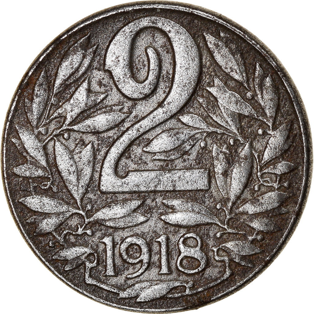 Munten, Oostenrijk, Karl I, 2 Heller, 1918, ZF, Iron, KM:2824