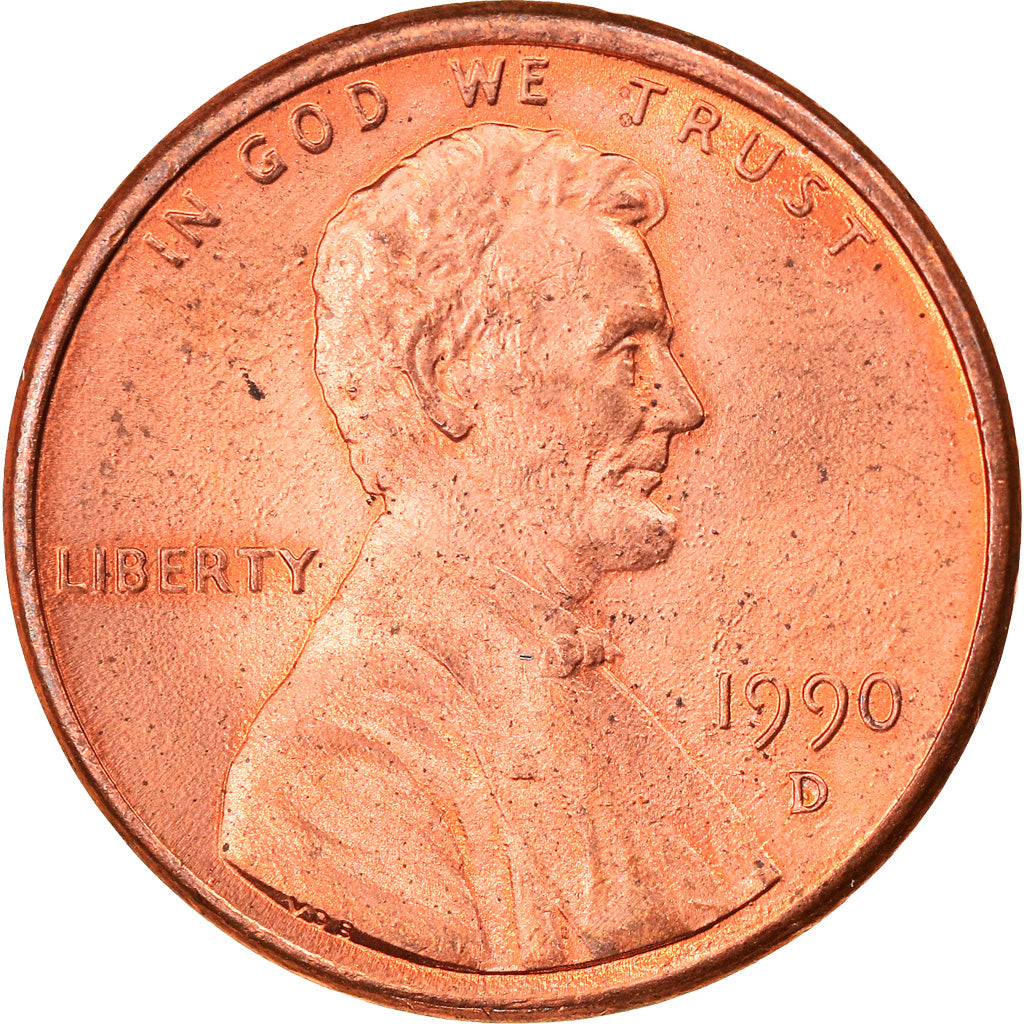 Monnaie, États-Unis, Lincoln Cent, 1990, Denver, SUP, Copper Plated Zinc