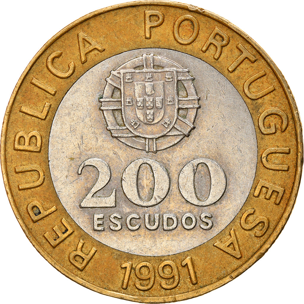 Moeda, Portugal, 200 Escudos, 1991, EF(40-45), Bimetálico, KM:655