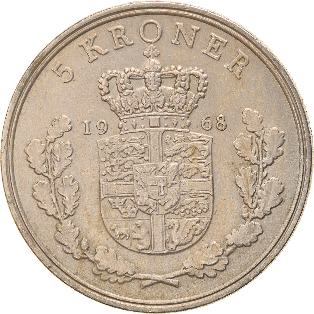 Monnaie, Danemark, Frederik IX, 5 Kroner, 1968, Copenhagen, TTB, Copper-nickel