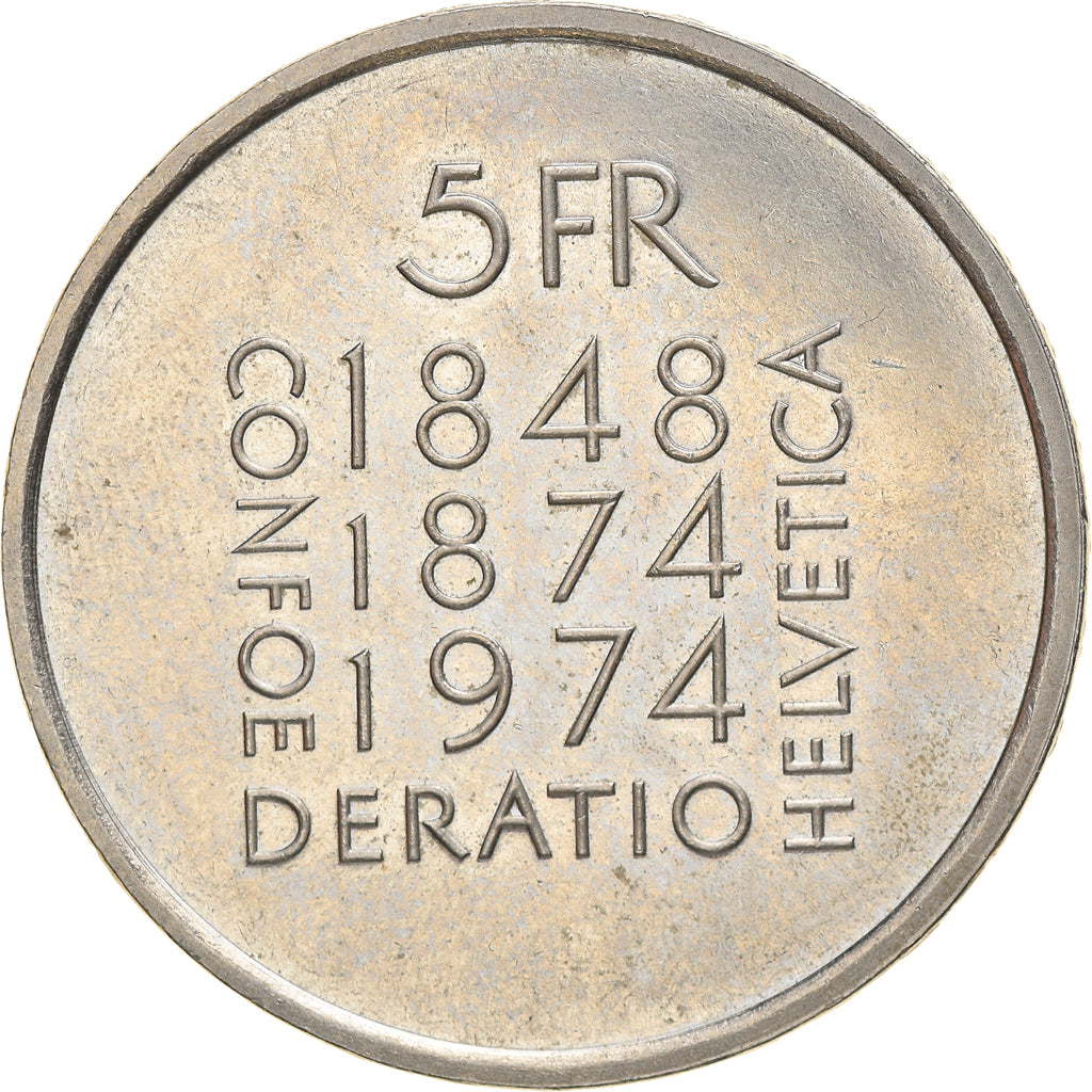 Coin, Switzerland, 5 Francs, 1974, AU(55-58), Copper-nickel, KM:52