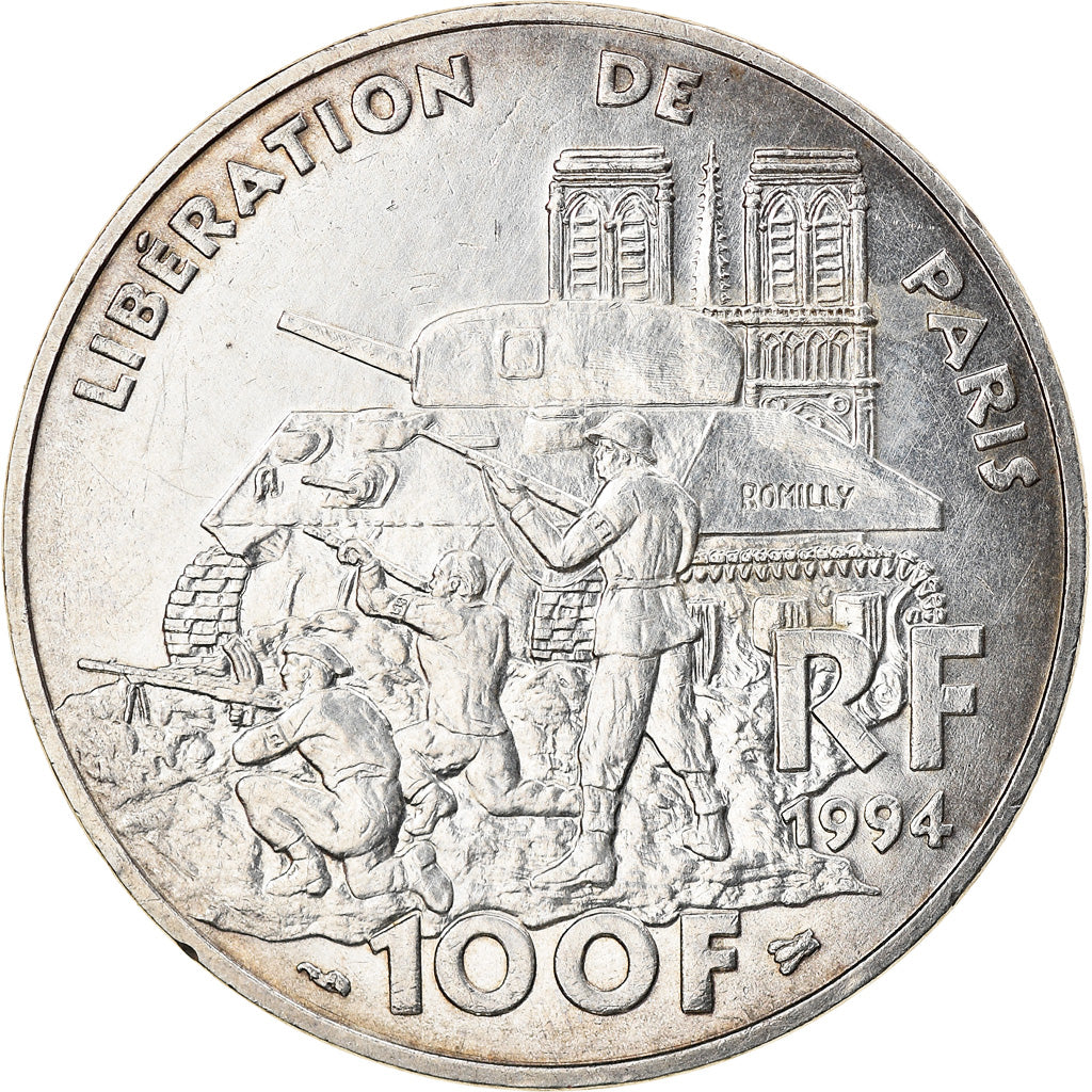 Moneda, Francia, Libération de Paris, 100 Francs, 1994, EBC, Plata, KM:1045.1