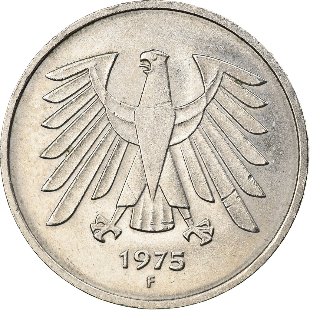 Coin, GERMANY - FEDERAL REPUBLIC, 5 Mark, 1975, Stuttgart, AU(50-53)