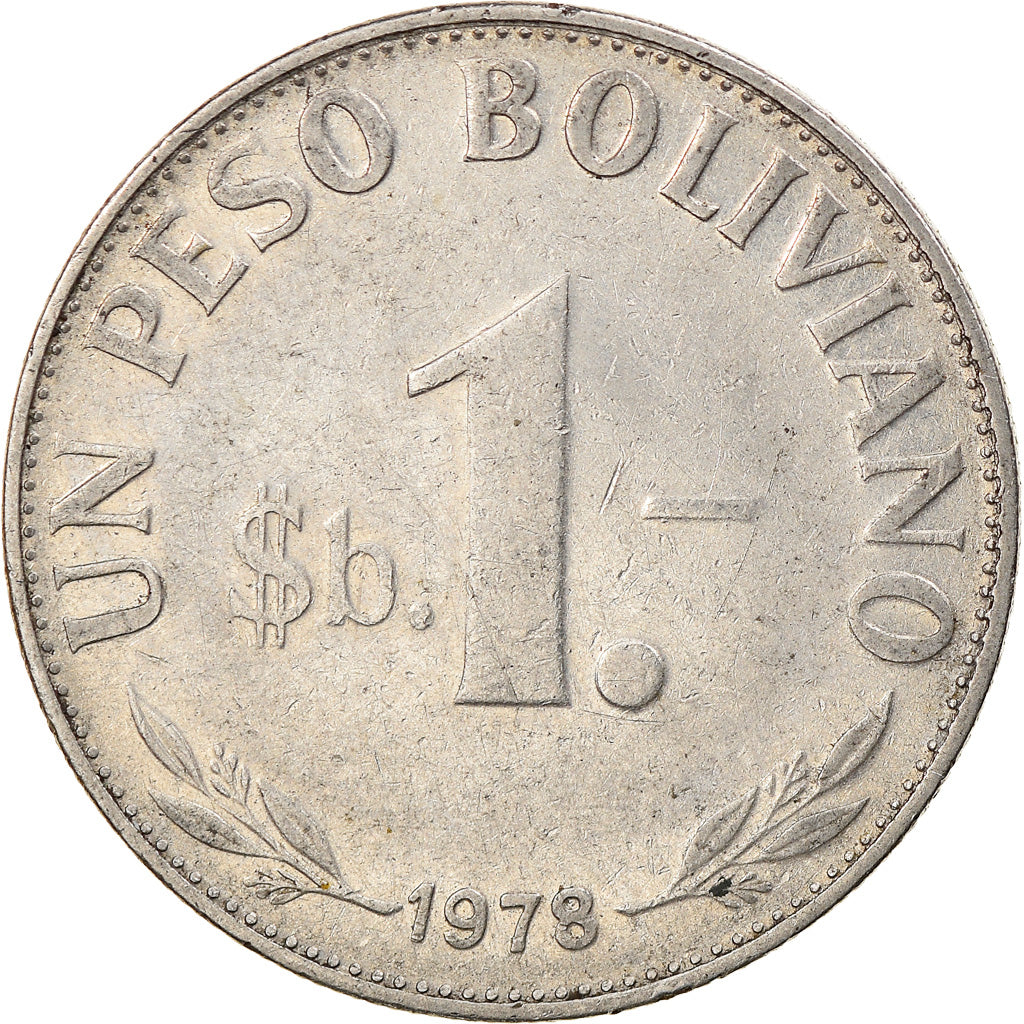 Moneta, Bolivia, Peso Boliviano, 1978, BB, Acciaio ricoperto in nichel, KM:192