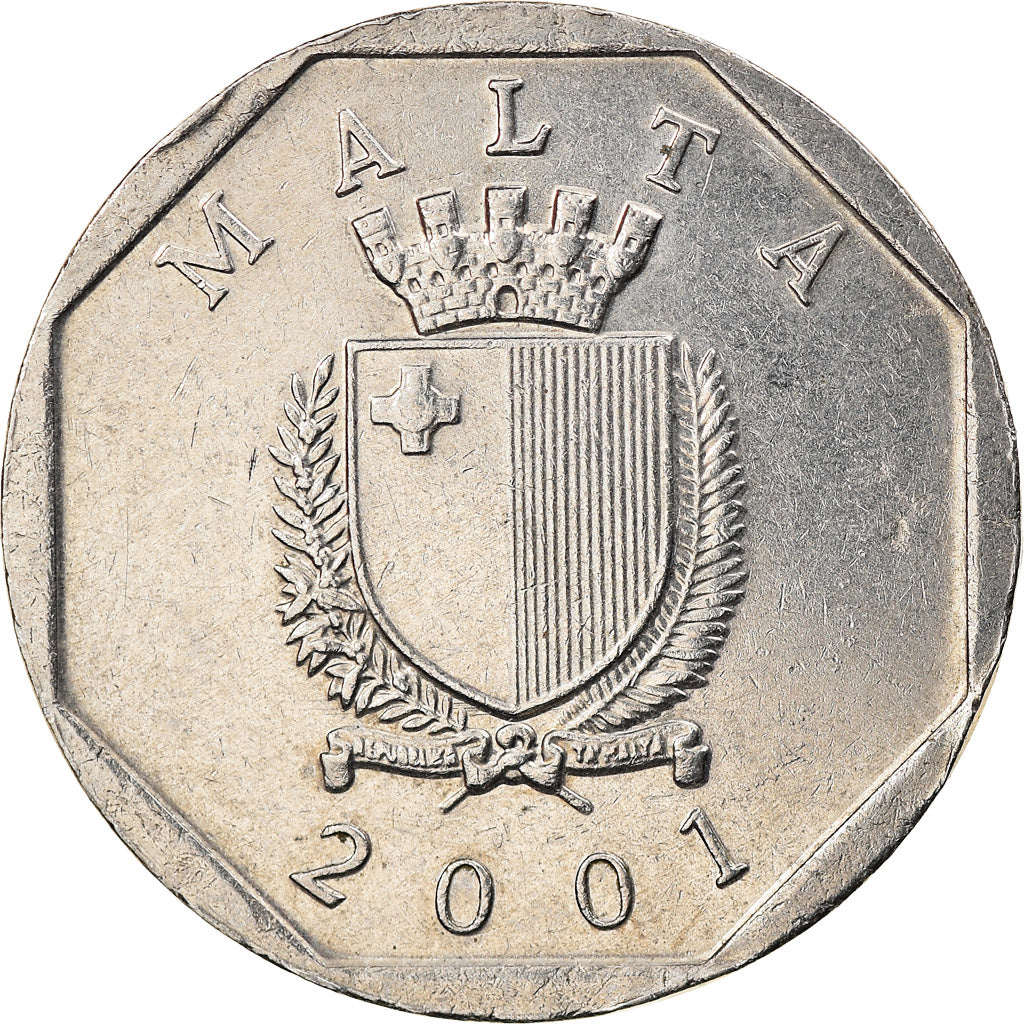 Moneda, Malta, 50 Cents, 2001, MBC+, Cobre - níquel, KM:98