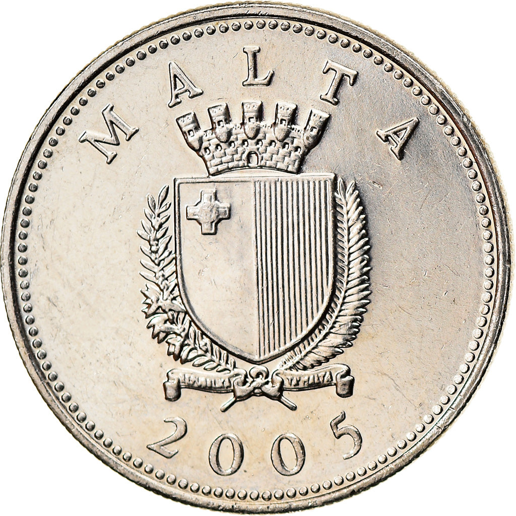 Moneta, Malta, 10 Cents, 2005, AU(55-58), Miedź-Nikiel, KM:96