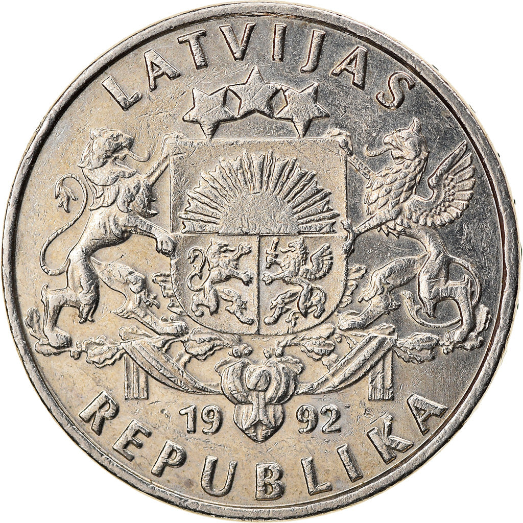 Coin, Latvia, Lats, 1992, EF(40-45), Copper-nickel, KM:12