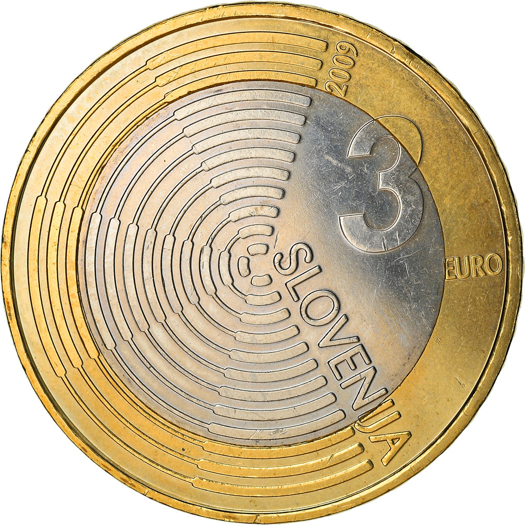 Slowenien, 3 Euro, 2009, Vantaa, VZ+, Bi-Metallic, KM:85