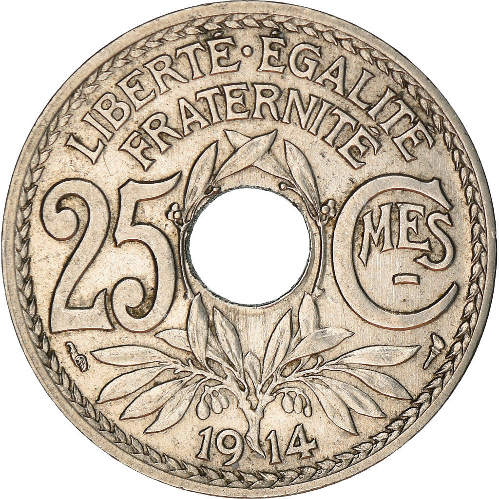Moneda, Francia, Lindauer, 25 Centimes, 1914, MBC+, Níquel, KM:867, Gadoury:379