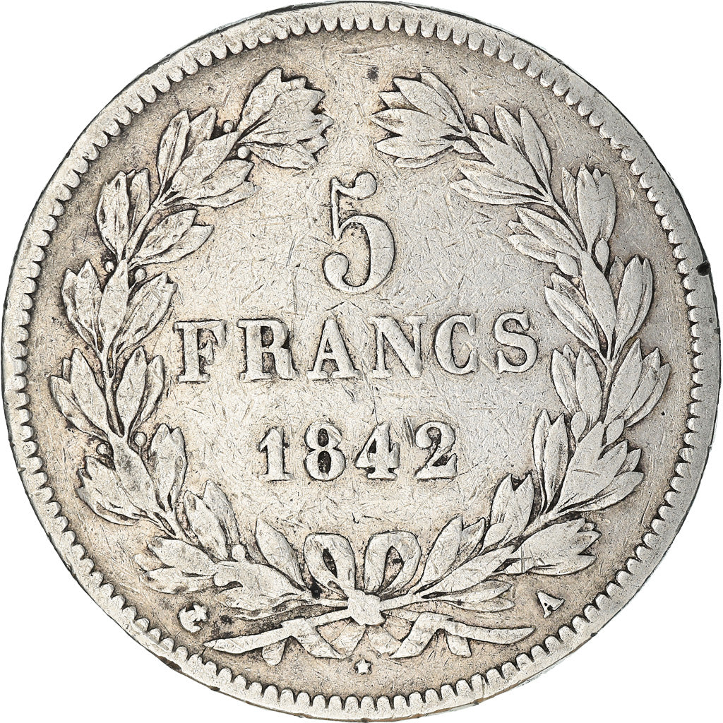 Coin, France, Louis-Philippe, 5 Francs, 1842, Paris, VF(30-35), Silver