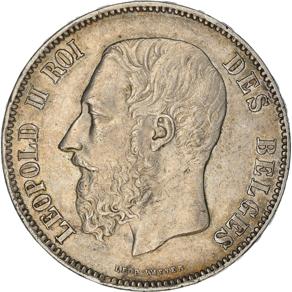 Moneta, Belgio, Leopold II, 5 Francs, 5 Frank, 1869, BB, Argento, KM:24