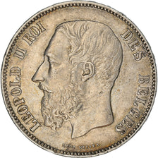 Moneta, Belgio, Leopold II, 5 Francs, 5 Frank, 1869, BB, Argento, KM:24