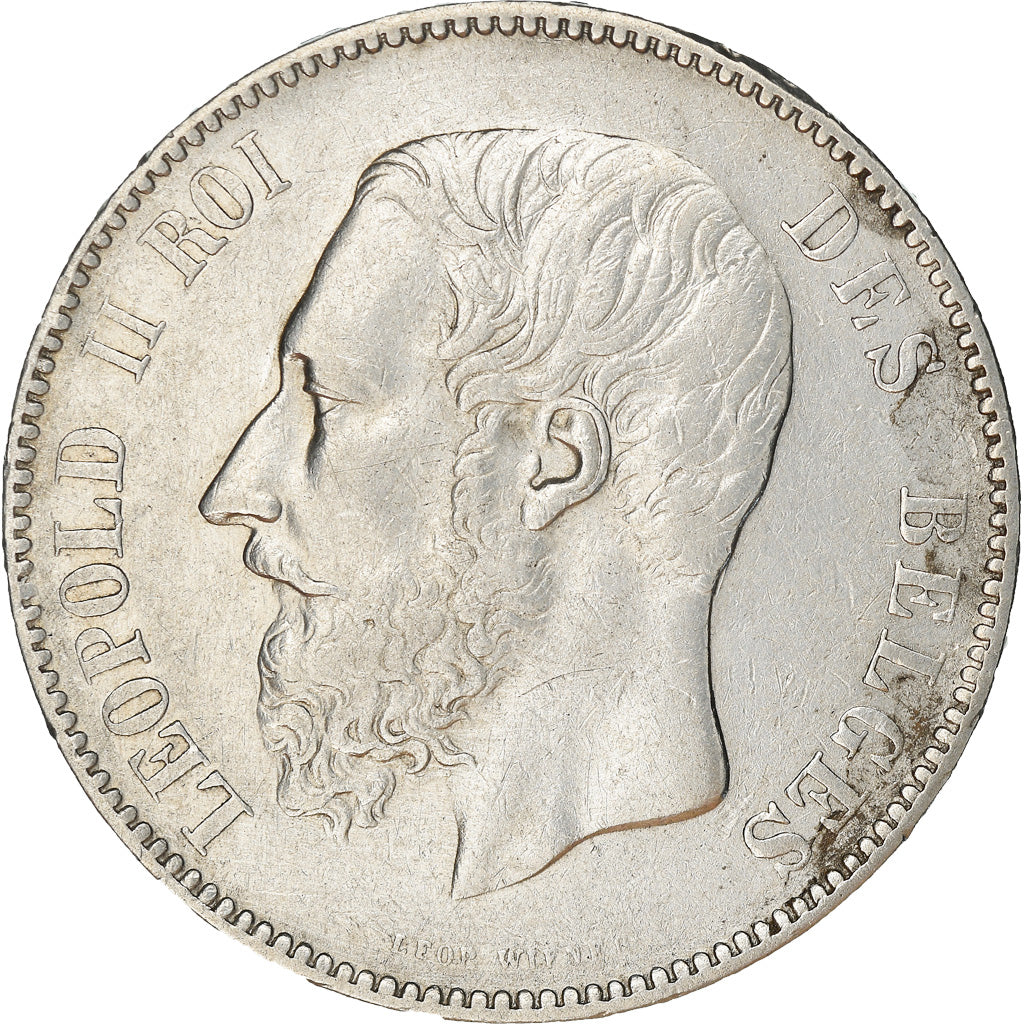 Moneta, Belgio, Leopold II, 5 Francs, 5 Frank, 1873, BB, Argento, KM:24