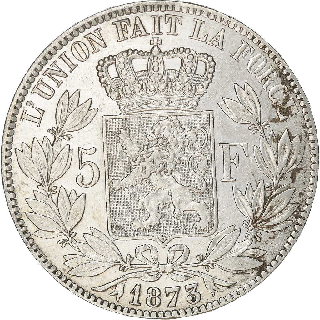 Moneta, Belgio, Leopold II, 5 Francs, 5 Frank, 1873, BB, Argento, KM:24