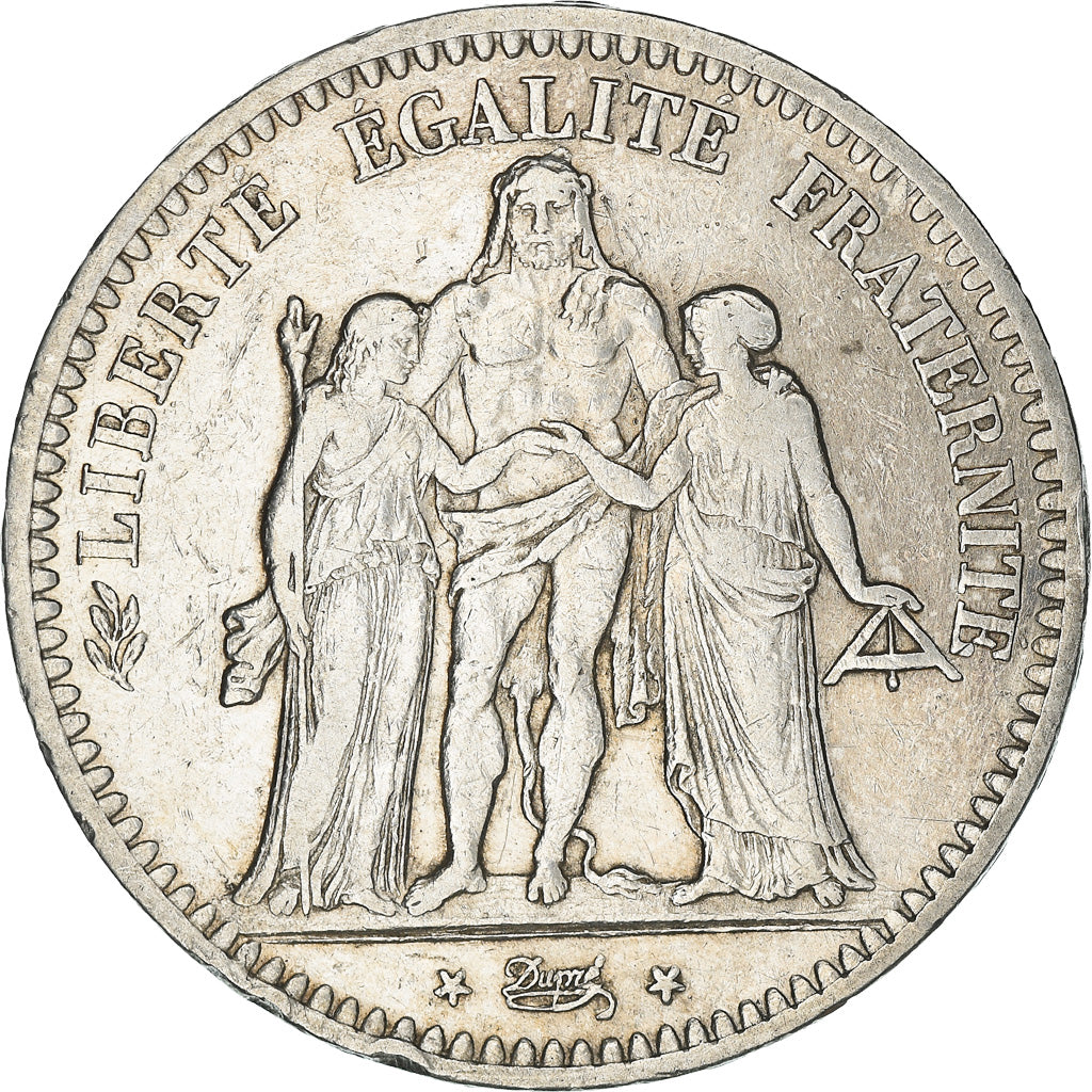 Moneta, Francja, Hercule, 5 Francs, 1848, Paris, VF(30-35), Srebro, KM:756.1