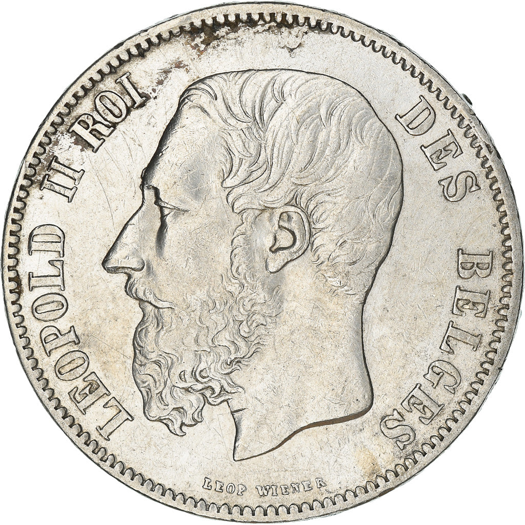 Coin, Belgium, Leopold II, 5 Francs, 5 Frank, 1869, EF(40-45), Silver, KM:24