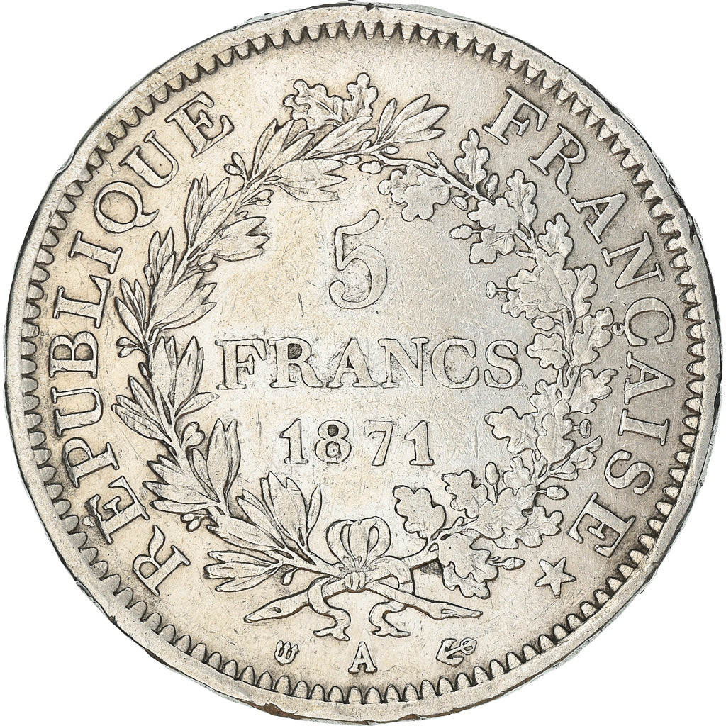 Monnaie, France, Hercule, 5 Francs, 1871, Paris, TB+, Argent, Gadoury:744