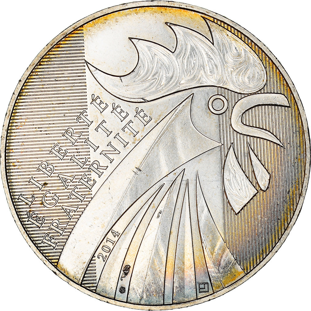 Frankreich, 10 Euro, Coq, 2014, VZ, Silber, Gadoury:EU657, KM:2110