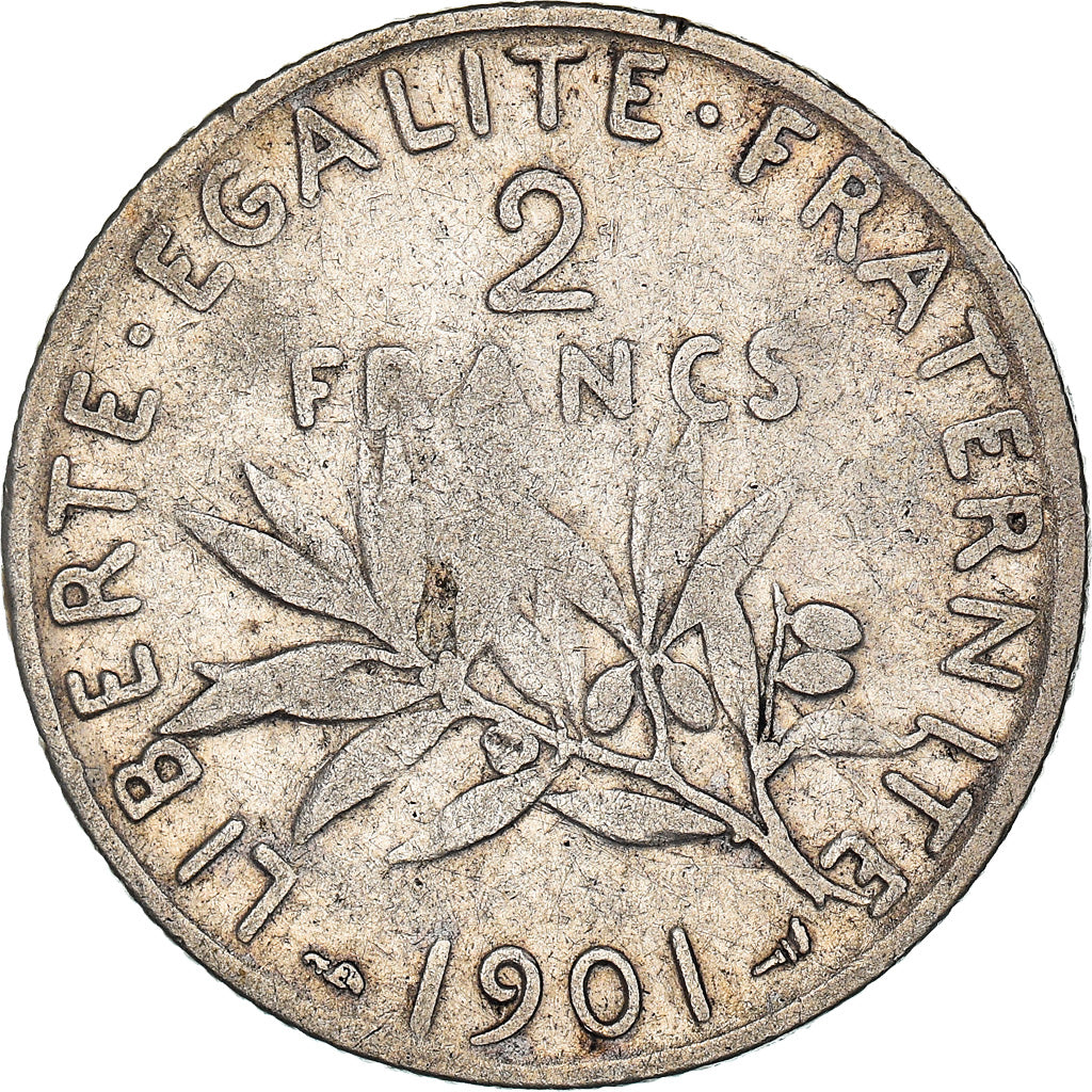 Moneta, Francja, Semeuse, 2 Francs, 1901, Paris, VF(20-25), Srebro, KM:845.1