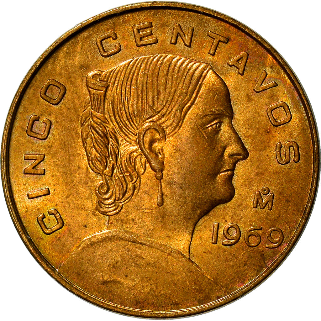 Monnaie, Mexique, 5 Centavos, 1969, Mexico City, SUP, Laiton, KM:426