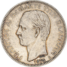 Coin, Greece, George I, 5 Drachmai, 1875, Paris, EF(40-45), Silver, KM:46
