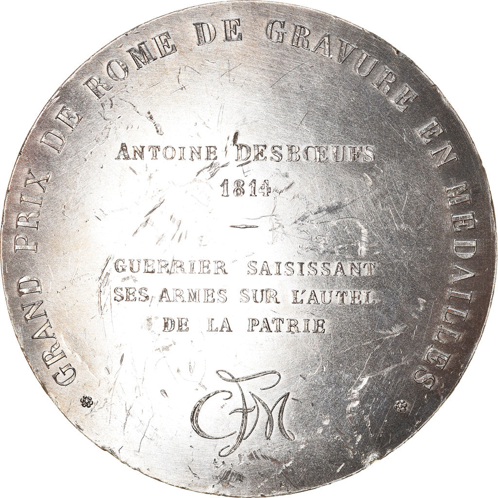France, Médaille, Gravure, Grand Prix de Rome, Guerrier et ses Armes, Arts &