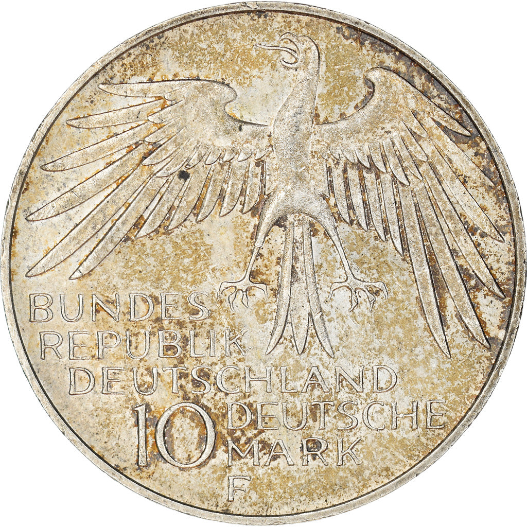 Moneta, Niemcy - RFN, 10 Mark, 1972, Stuttgart, AU(55-58), Srebro, KM:133