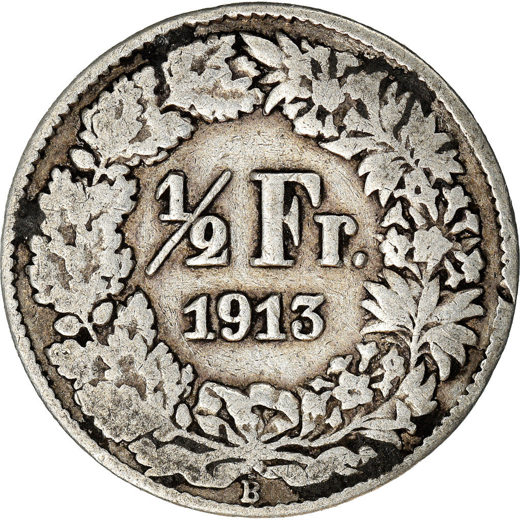 Moneta, Szwajcaria, 1/2 Franc, 1913, Bern, VF(30-35), Srebro, KM:23