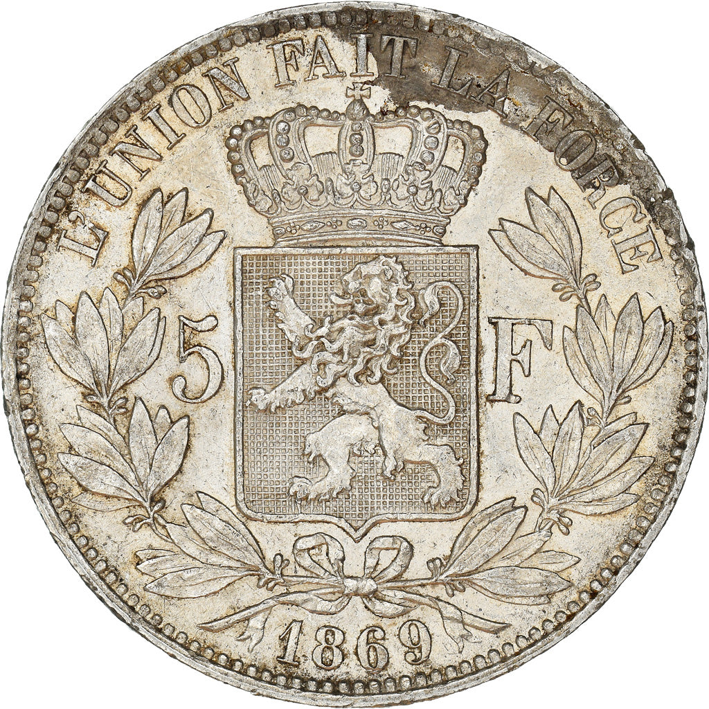Coin, Belgium, Leopold II, 5 Francs, 5 Frank, 1869, EF(40-45), Silver, KM:24