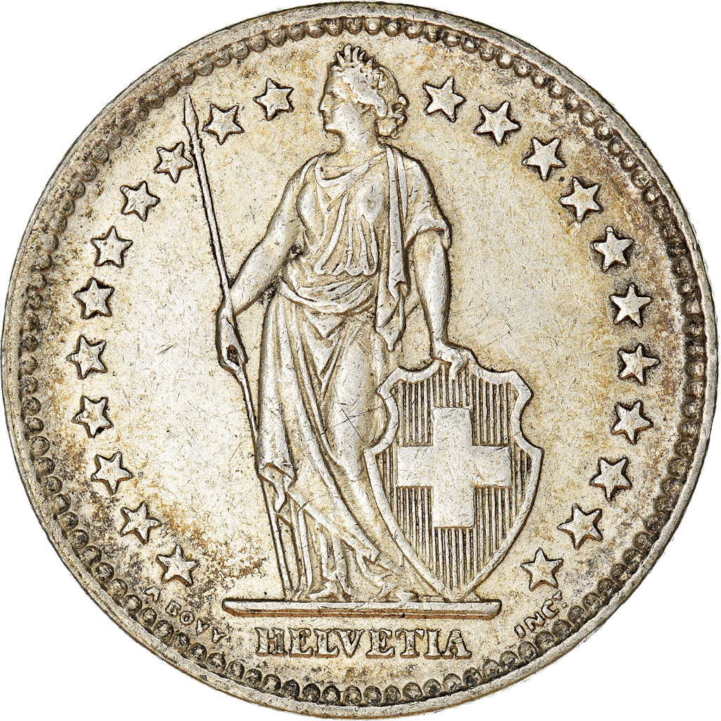 Munten, Zwitserland, 2 Francs, 1944, Bern, ZF+, Zilver, KM:21