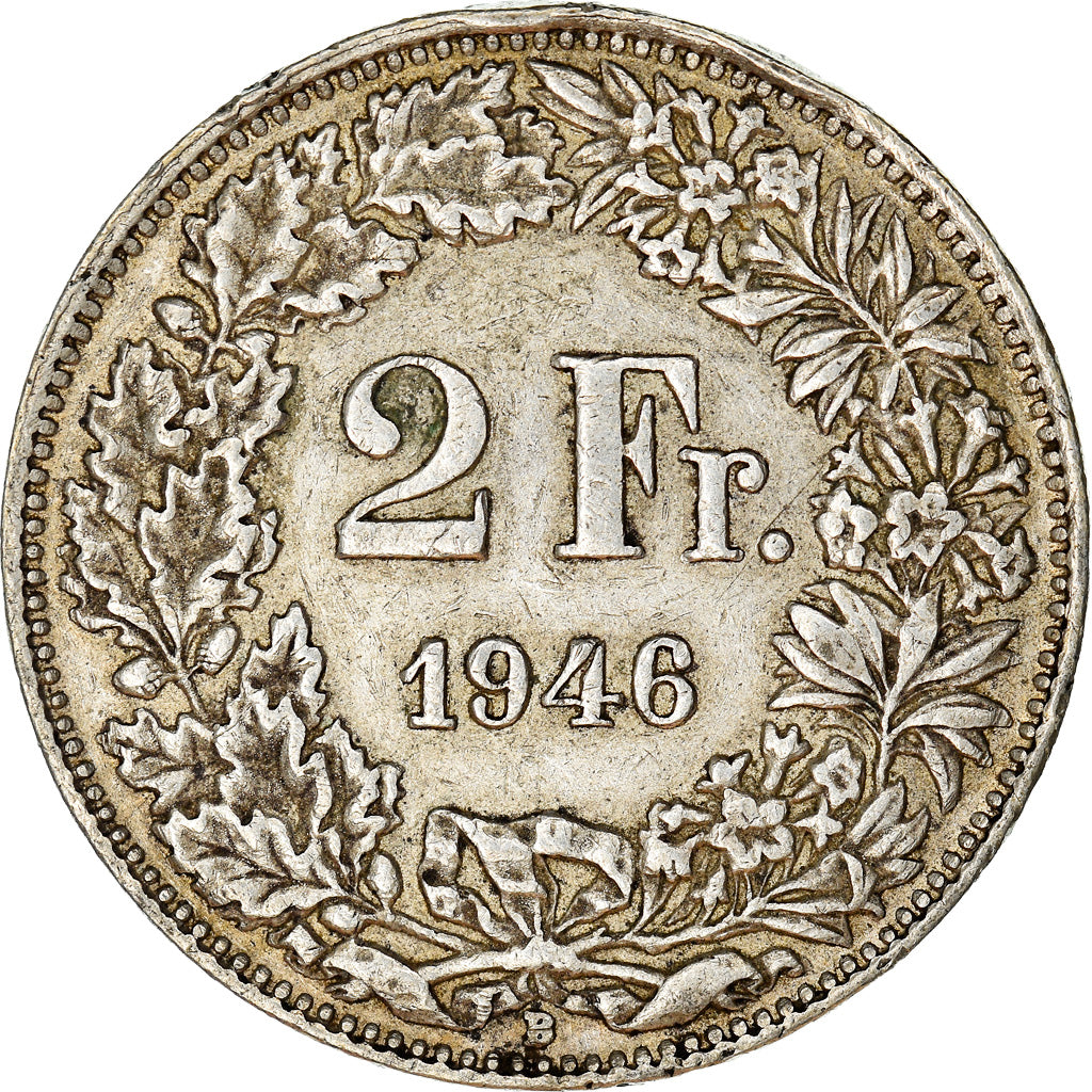 Münze, Schweiz, 2 Francs, 1946, Bern, SS, Silber, KM:21