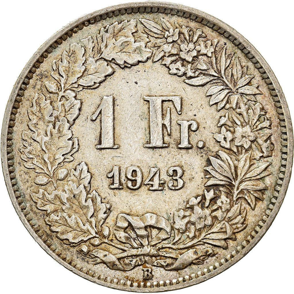Coin, Switzerland, Franc, 1943, Bern, EF(40-45), Silver, KM:24