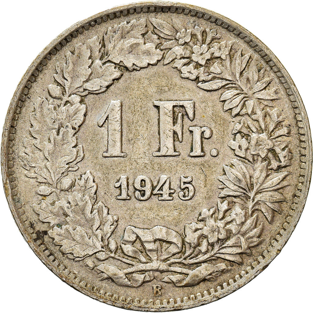 Coin, Switzerland, Franc, 1945, Bern, AU(50-53), Silver, KM:24