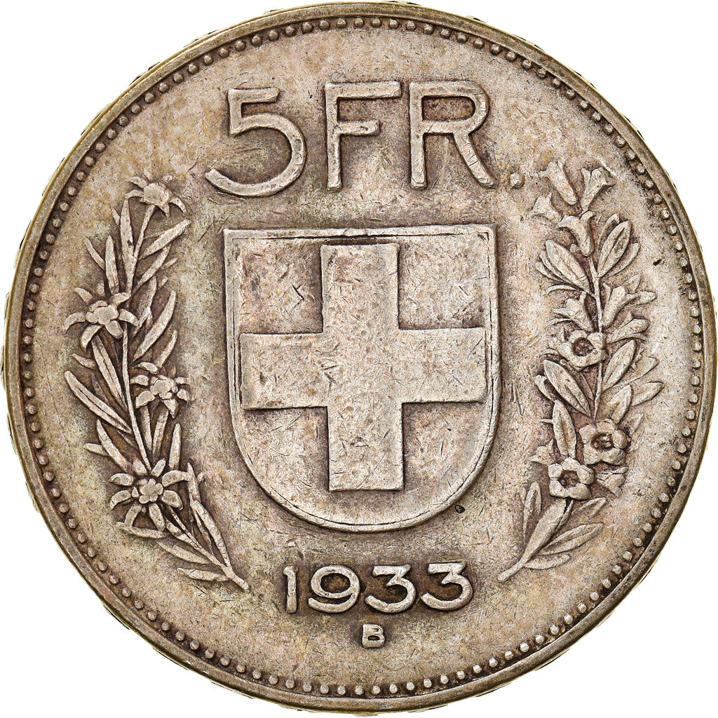 Münze, Schweiz, 5 Francs, 1933, Bern, SS, Silber, KM:40