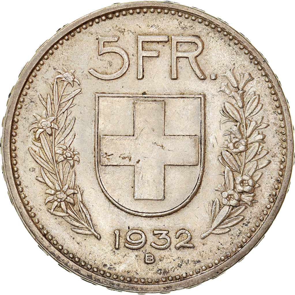 Coin, Switzerland, 5 Francs, 1932, Bern, AU(50-53), Silver, KM:40