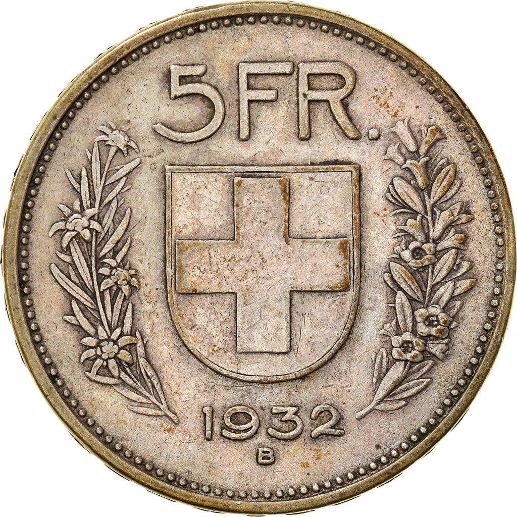 Coin, Switzerland, 5 Francs, 1932, Bern, EF(40-45), Silver, KM:40