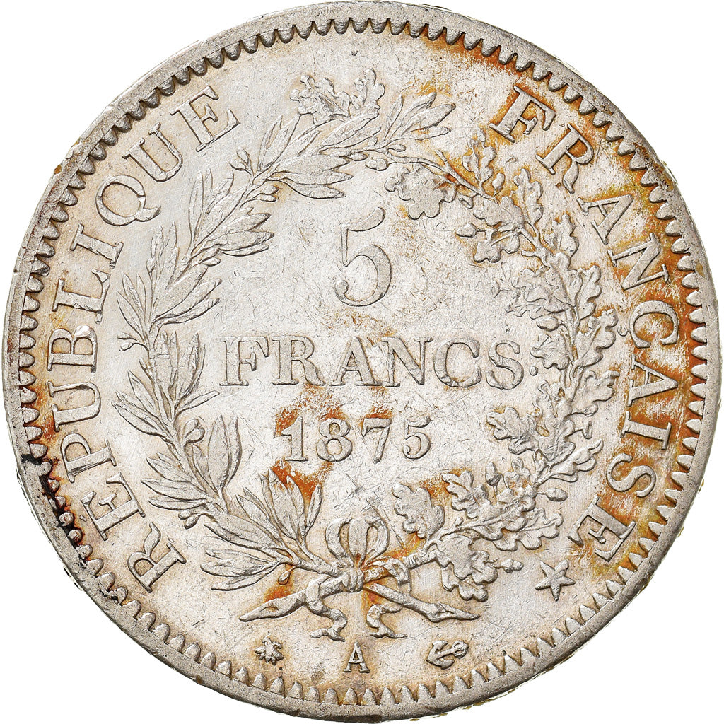 Munten, Frankrijk, Hercule, 5 Francs, 1875, Paris, ZF, Zilver, KM:820.1