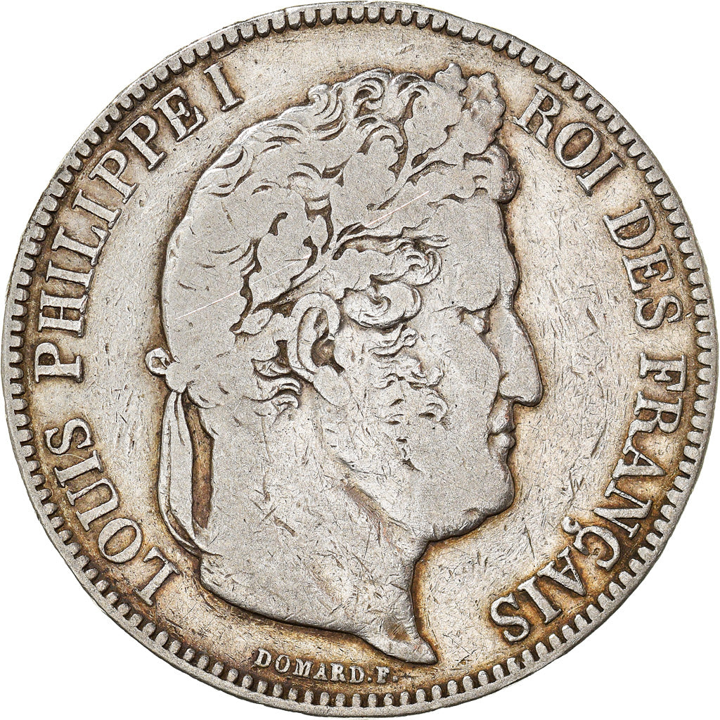 Moneda, Francia, Louis-Philippe, 5 Francs, 1841, Bordeaux, BC+, Plata, KM:749.7