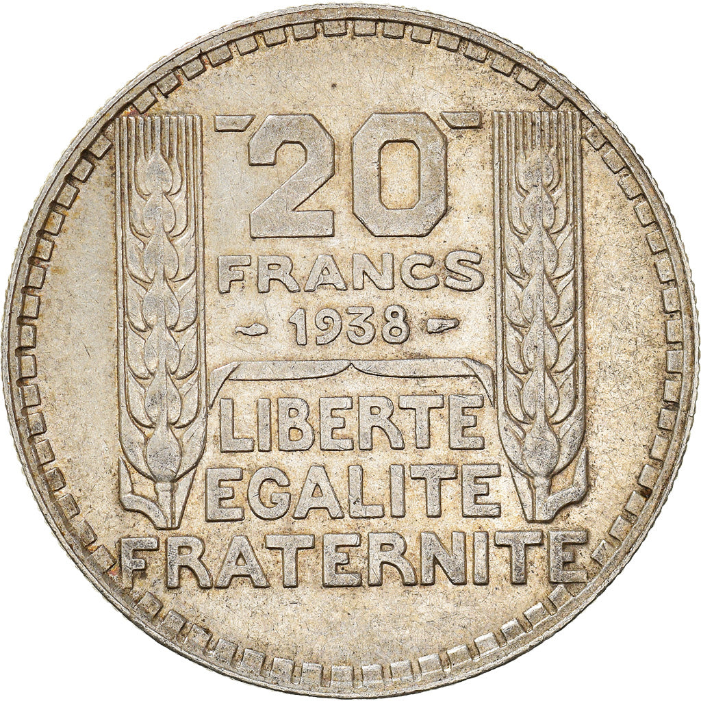 Moneta, Francia, Turin, 20 Francs, 1938, Paris, BB+, Argento, KM:879