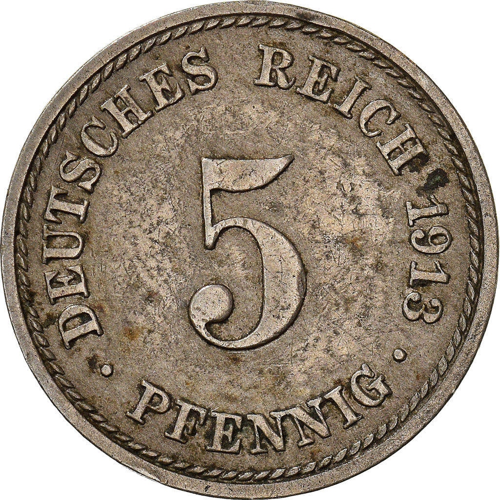 Coin, GERMANY - EMPIRE, Wilhelm II, 5 Pfennig, 1913, Berlin, EF(40-45)