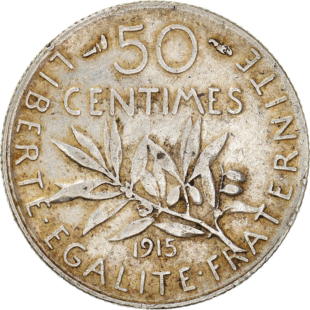 Monnaie, France, Semeuse, 50 Centimes, 1915, Paris, TTB, Argent, Gadoury:420