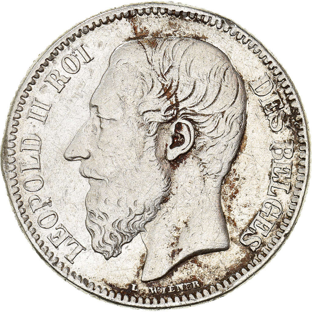 Moneta, Belgia, Leopold II, 2 Francs, 2 Frank, 1866, VF(30-35), Srebro, KM:30.1