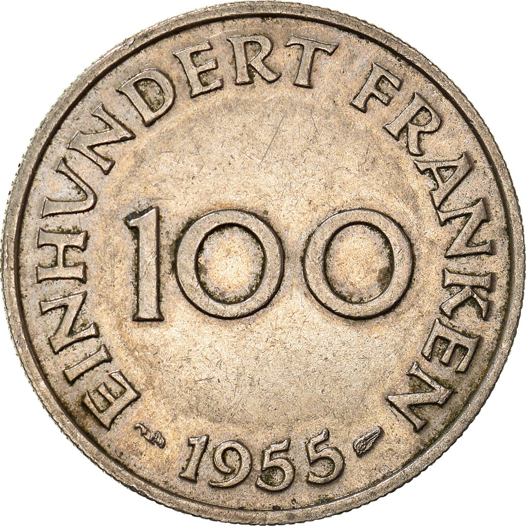 Moneta, SAARLAND, 100 Franken, 1955, Paris, BB+, Rame-nichel, KM:4